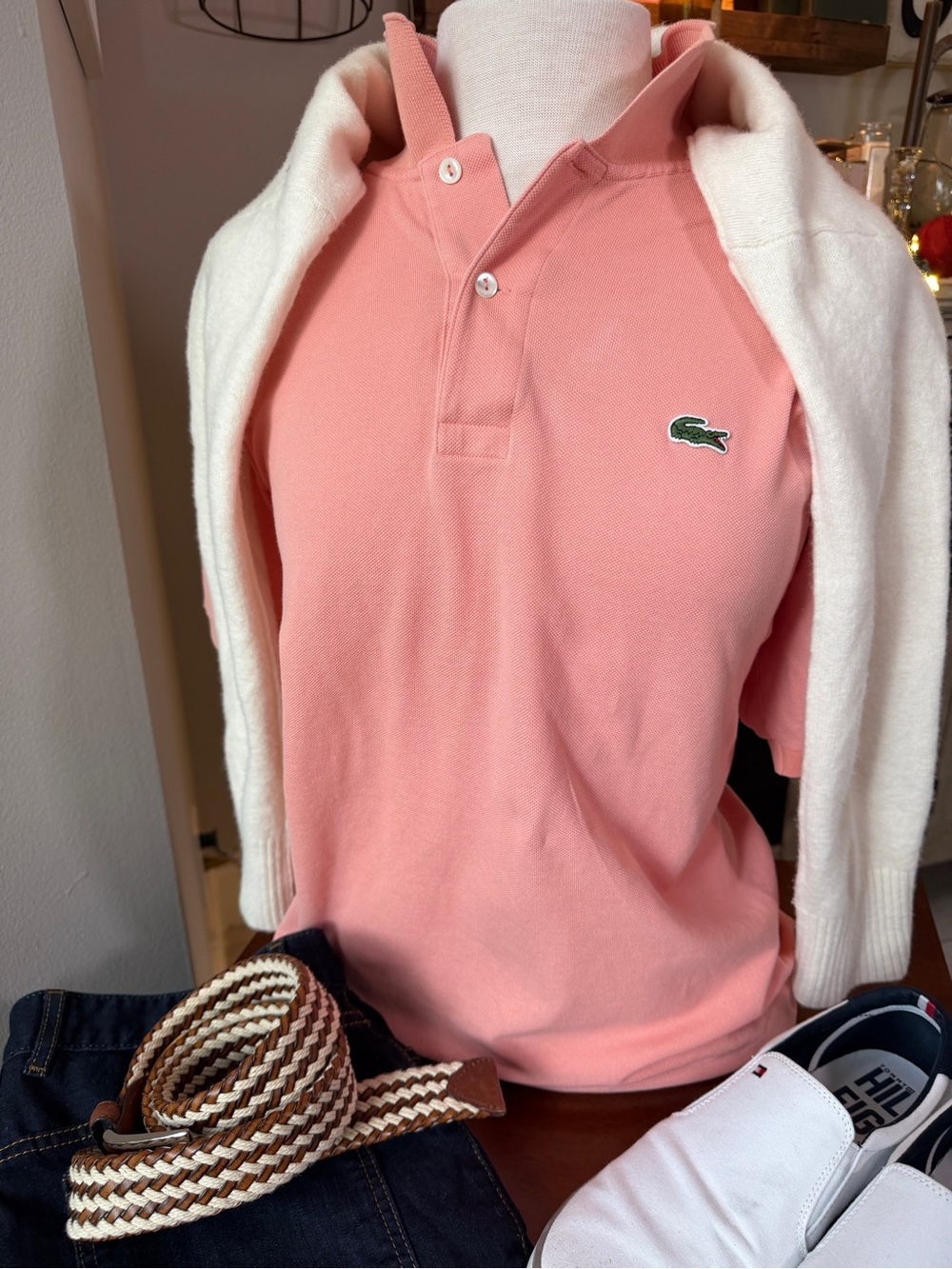 Lacoste Men’s XL Classic Fit Polo Shirt Coral Peach 100% Cotton Pique Peru